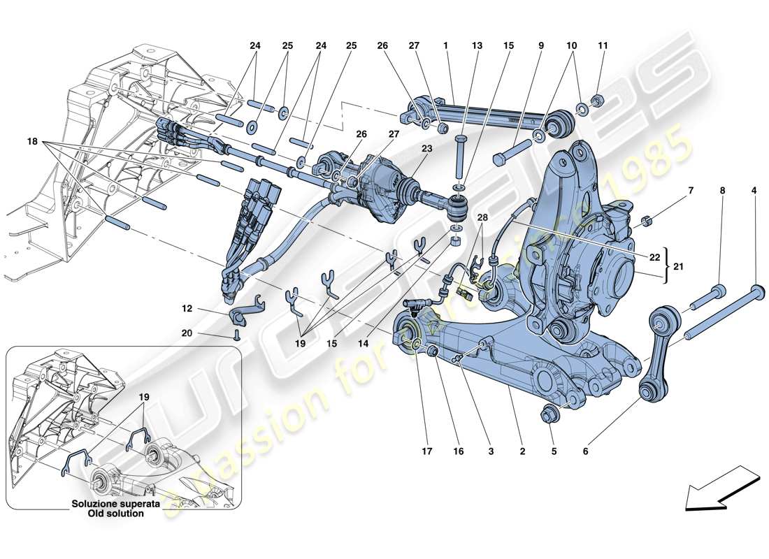 ferrari 812 superfast (rhd) rear suspension - arms parts diagram