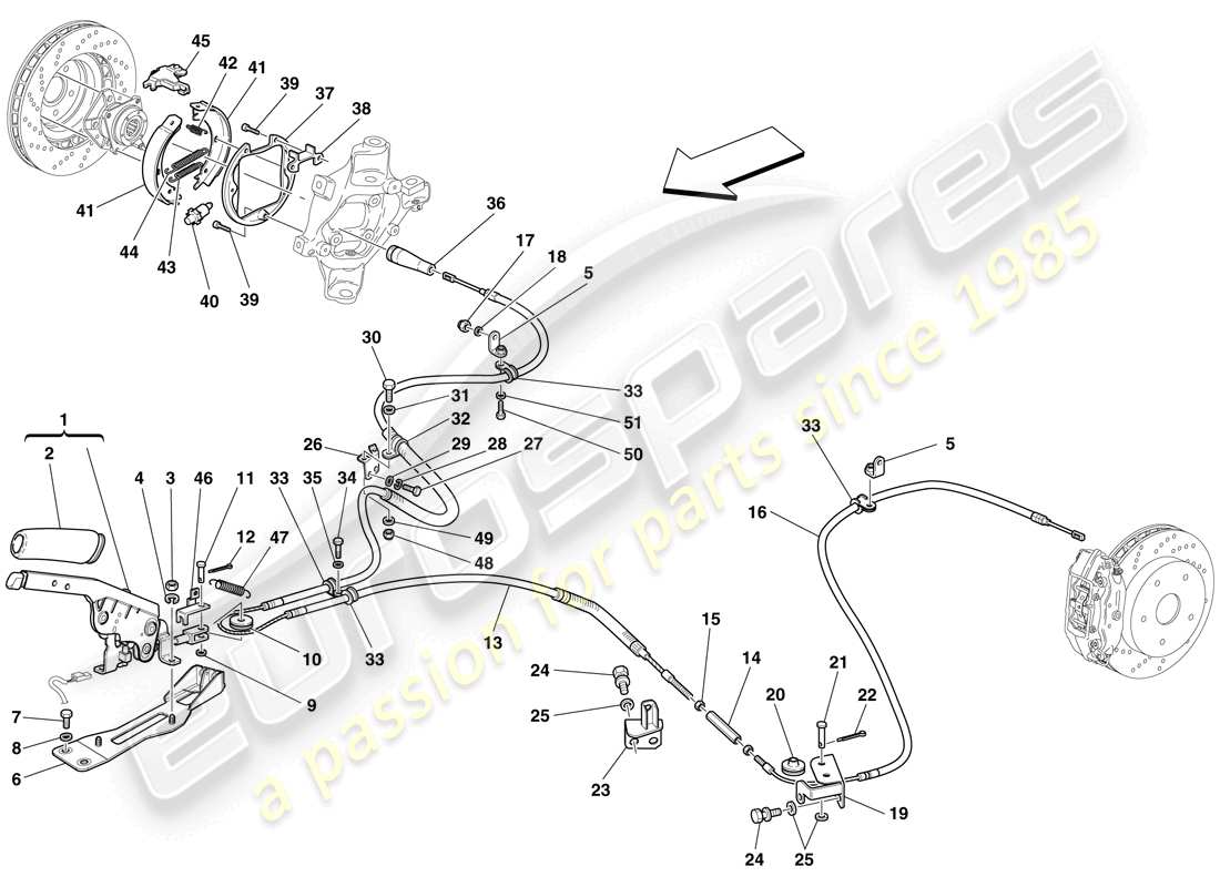 ferrari 599 gto (rhd) parking brake control part diagram