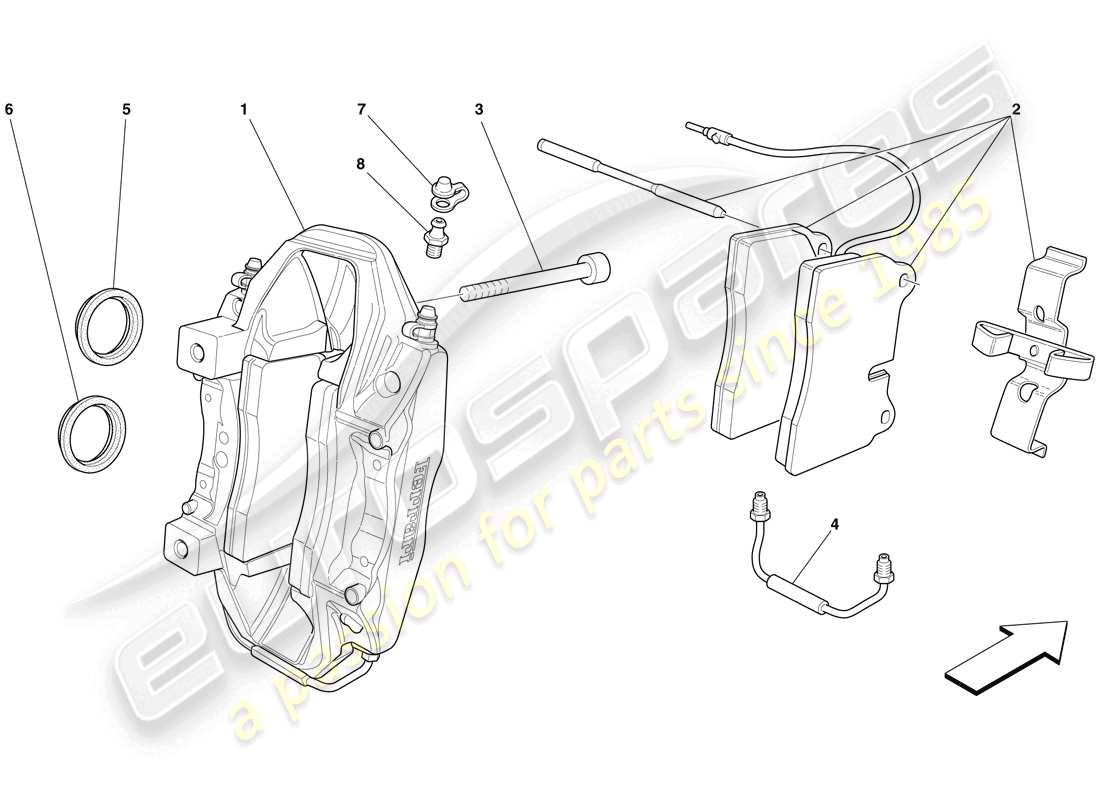 ferrari 599 gto (rhd) rear brake calliper part diagram