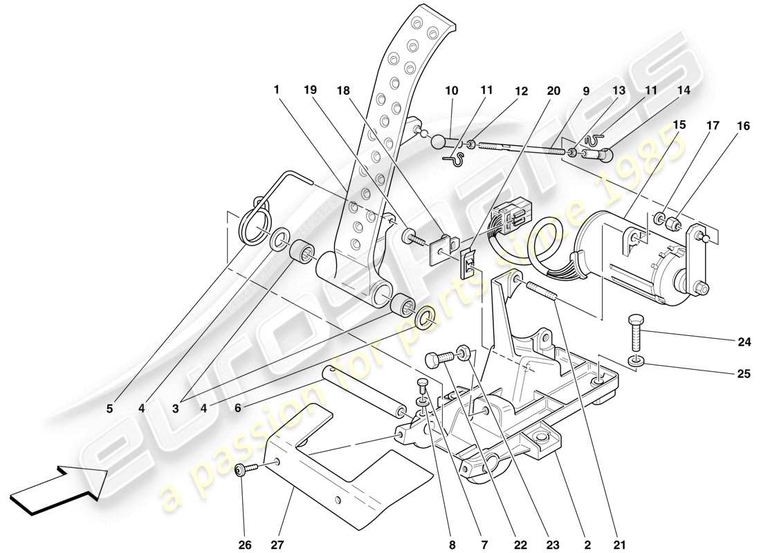 ferrari f430 scuderia spider 16m (usa) electronic accelerator pedal parts diagram