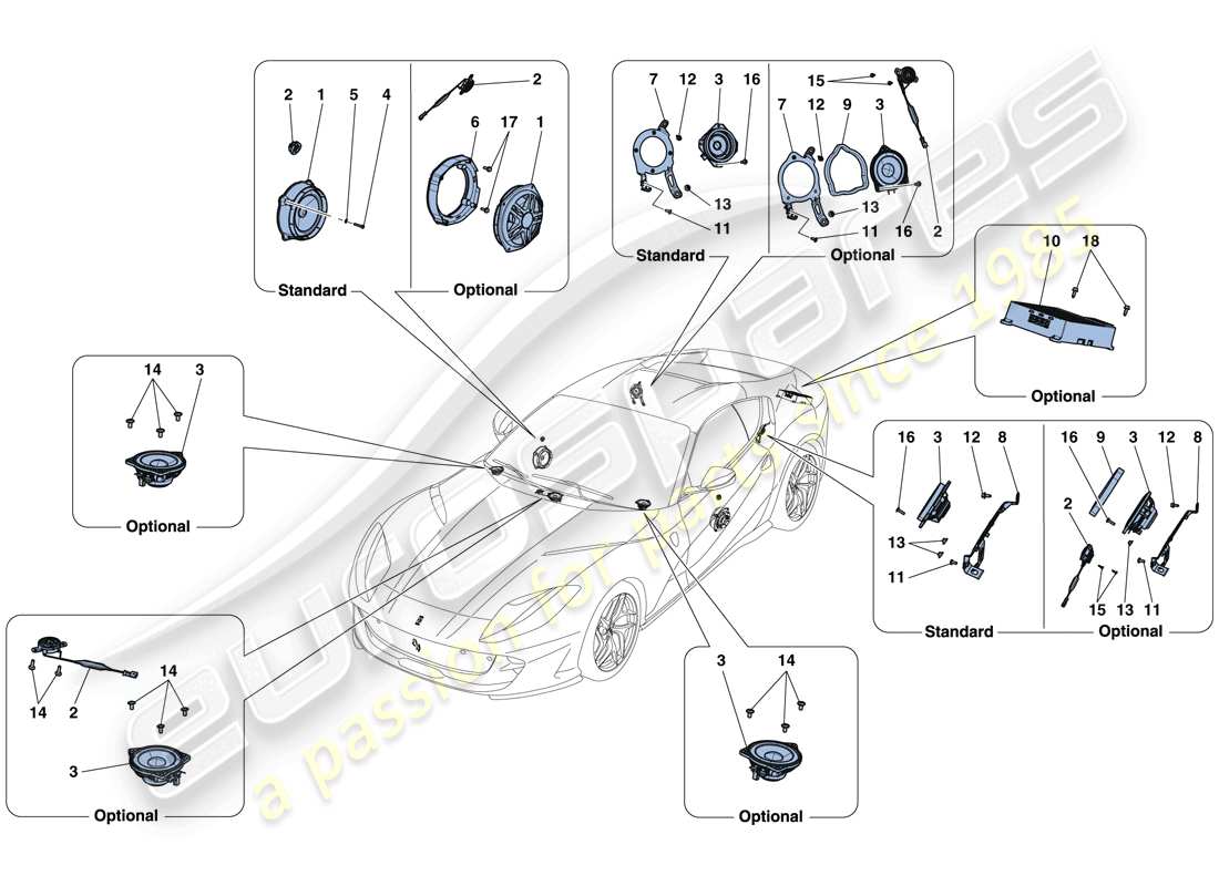 ferrari 812 superfast (usa) audio speaker system part diagram