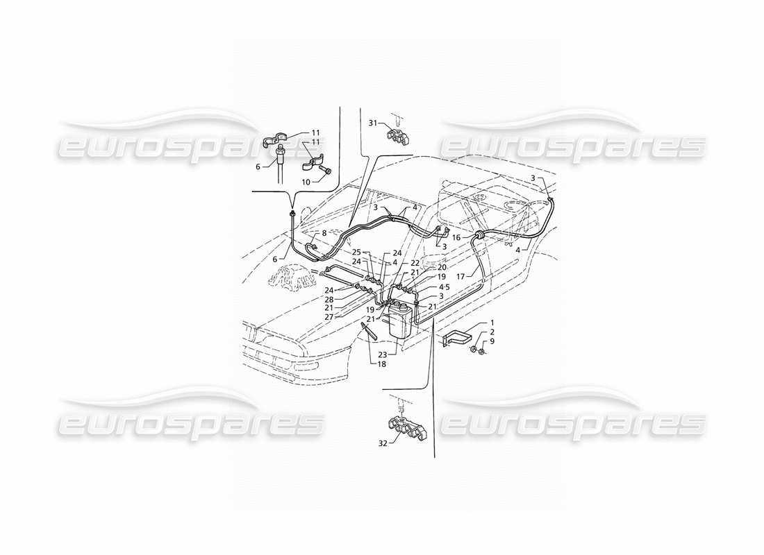 a part diagram from the maserati quattroporte (1996-2001) parts catalogue