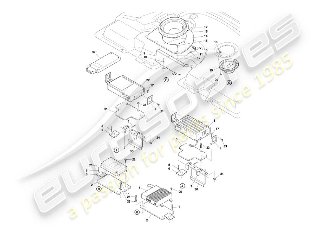 aston martin vanquish (2005) in-car entertainment part diagram