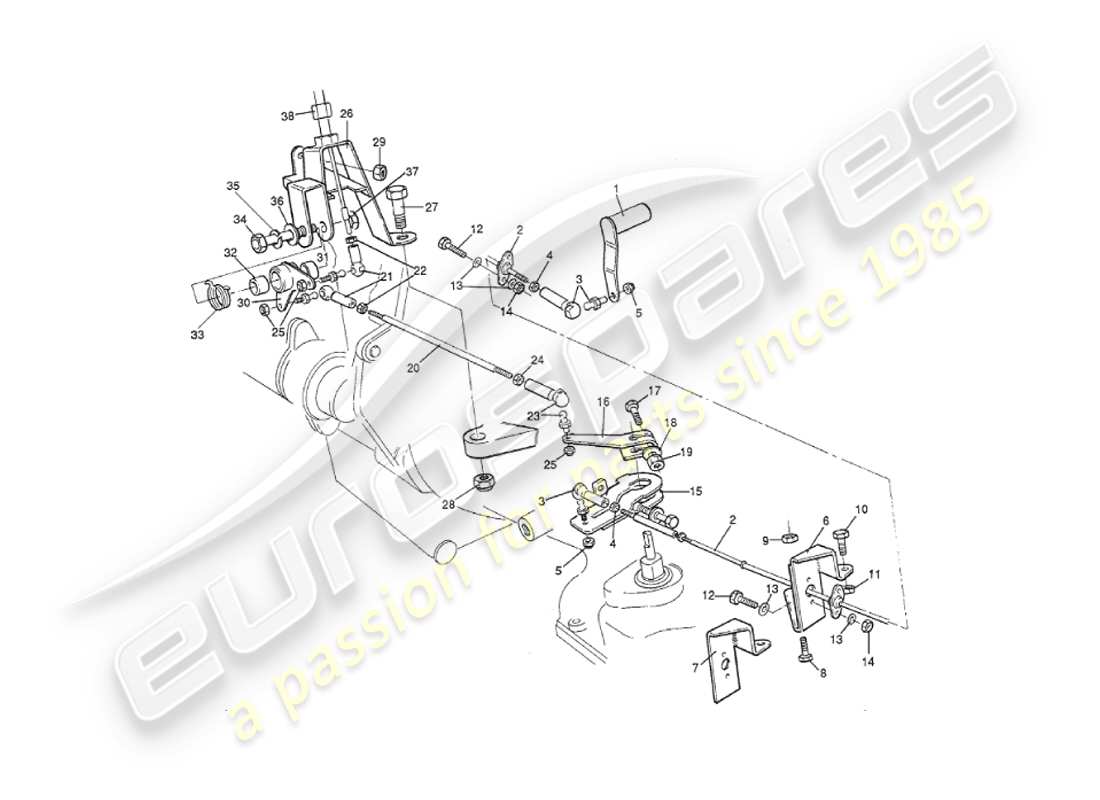 aston martin v8 virage (2000) 4 speed selector, gearox linkage, volante, approx vin 60043 on part diagram