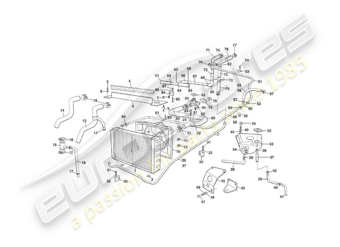 aston martin v8 virage (2000) water cooling system, to approx vin 60192 part diagram