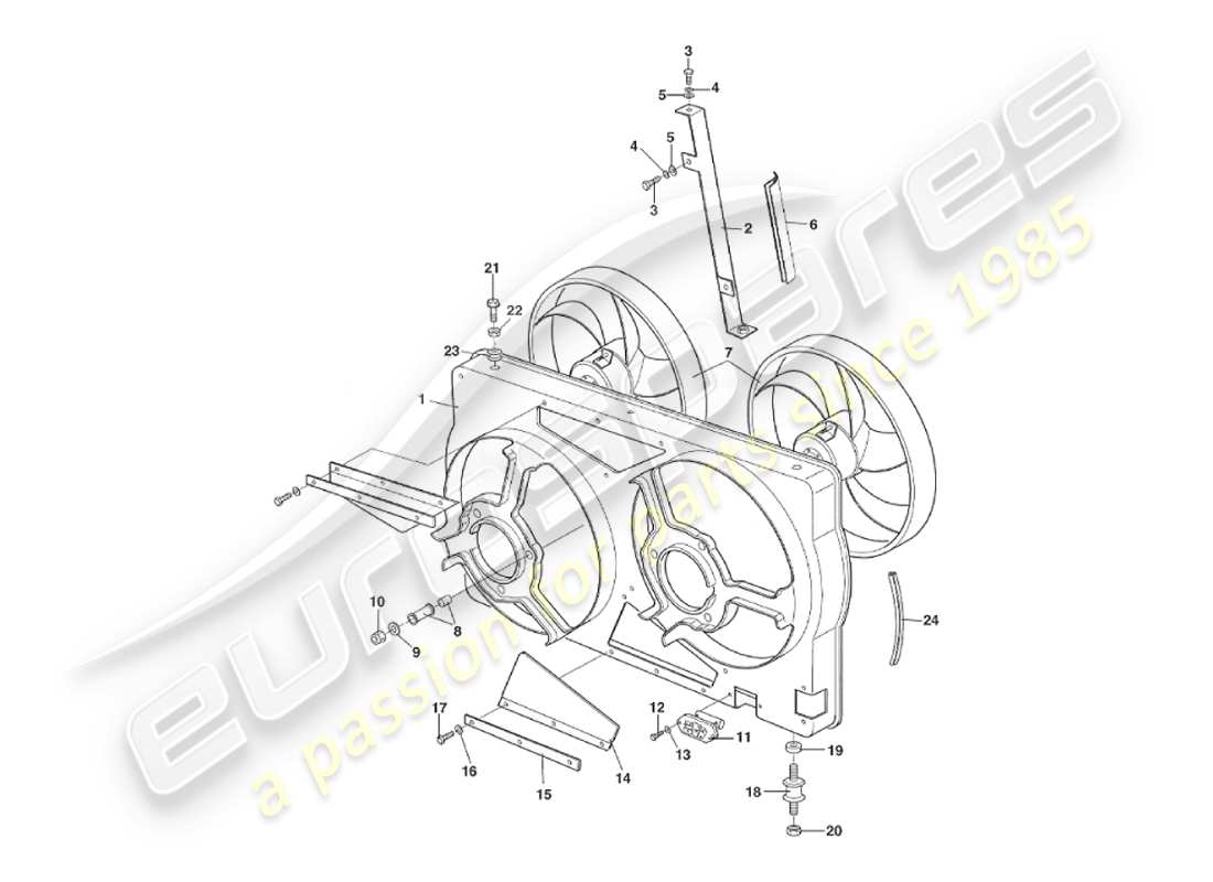 aston martin v8 virage (1999) radiator fan cowl, volante, approx vin 60193 on part diagram