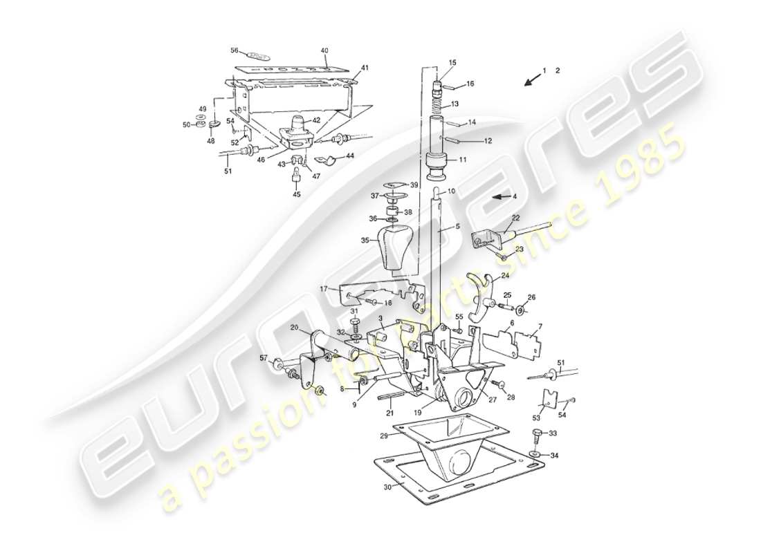 aston martin v8 virage (2000) 4 speed selector assembly, volante, approx vin 60043 on part diagram