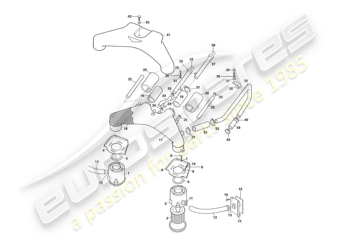 aston martin v8 virage (1999) air filters, volante, vin 69224 on part diagram