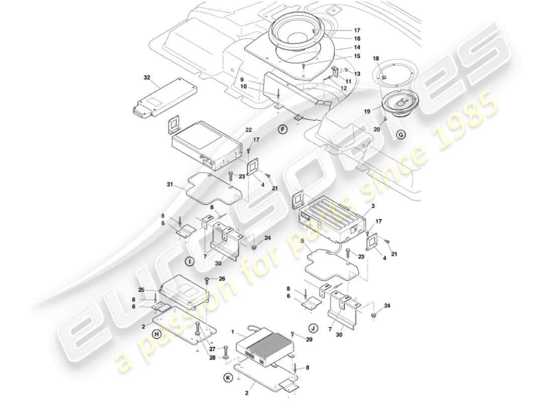 aston martin vanquish (2002) in-car entertainment part diagram