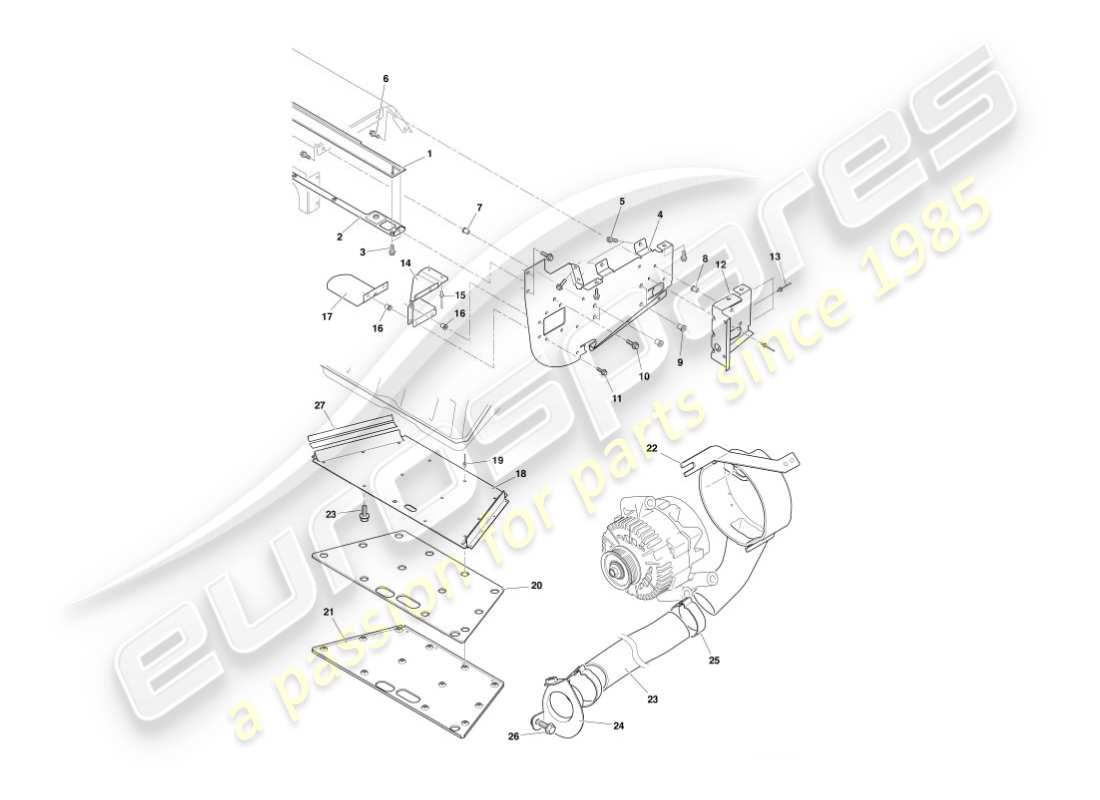 aston martin vanquish (2005) heat deflectors & shields part diagram