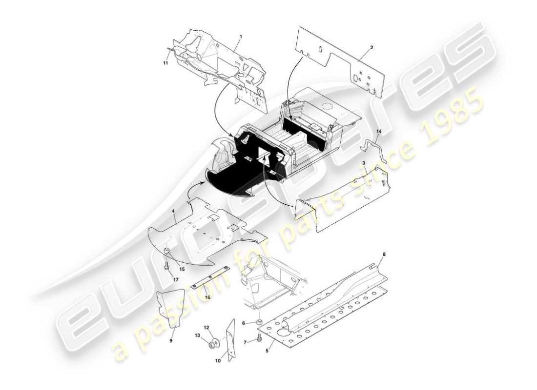 aston martin vanquish (2004) heat deflectors & shields parts diagram