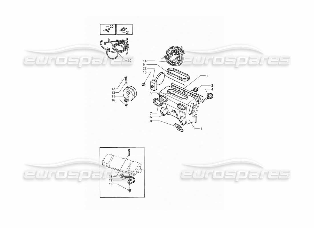 maserati qtp v8 (1998) automatic air conditioner assy (lhd) part diagram