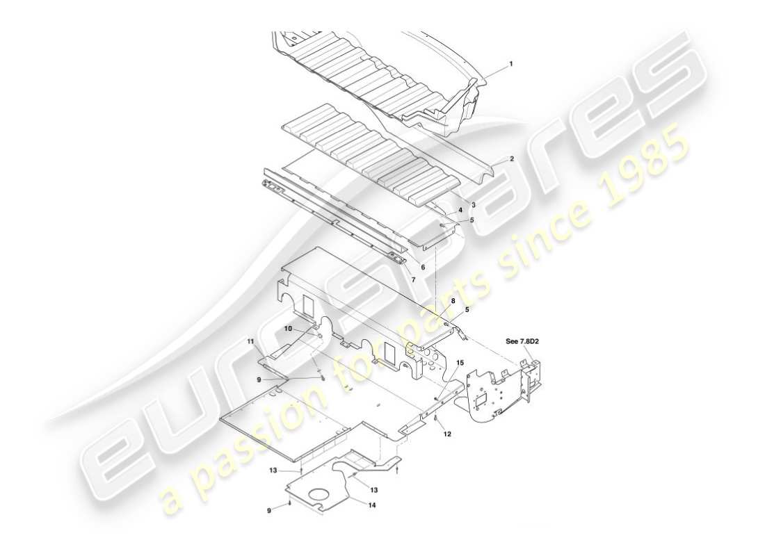 aston martin vanquish (2005) heat deflectors & shields part diagram