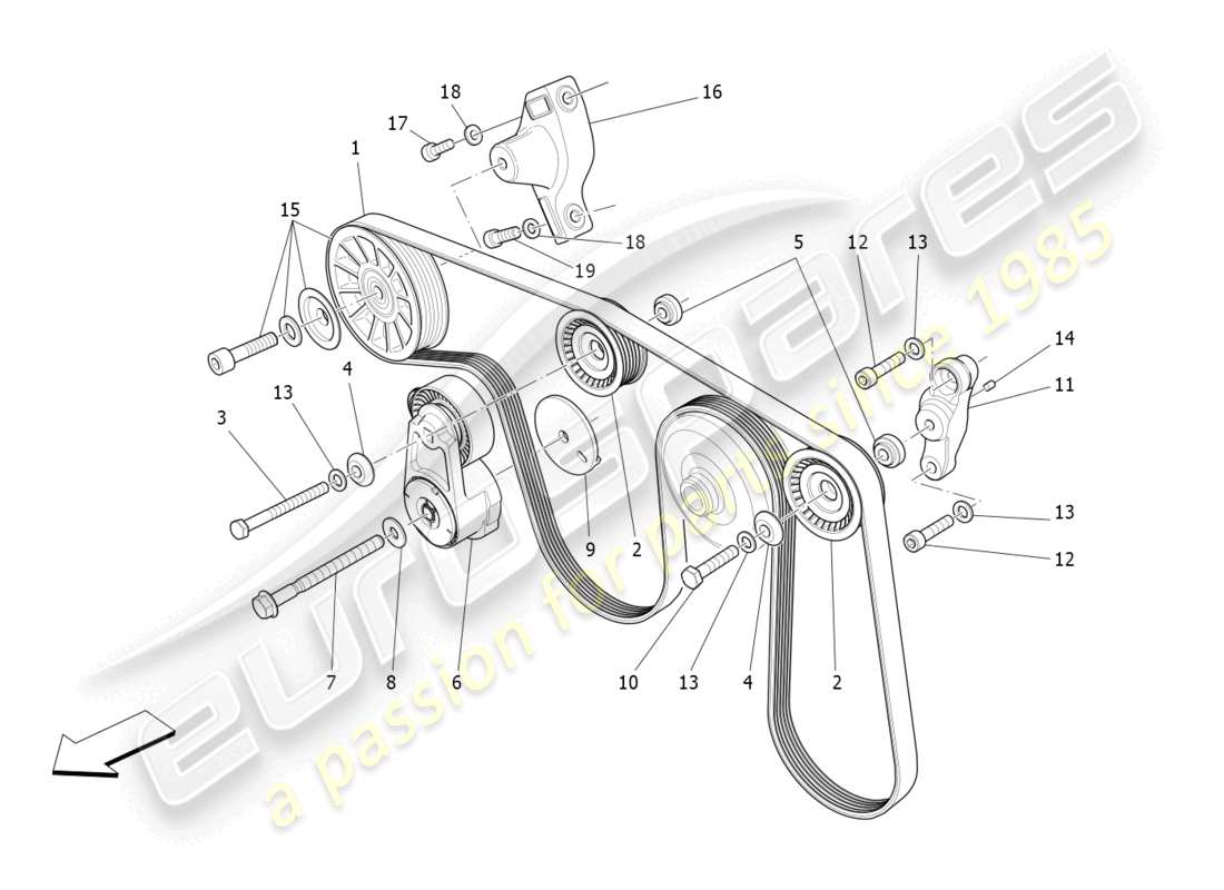 a part diagram from the maserati quattroporte m156 (2017 onwards) parts catalogue