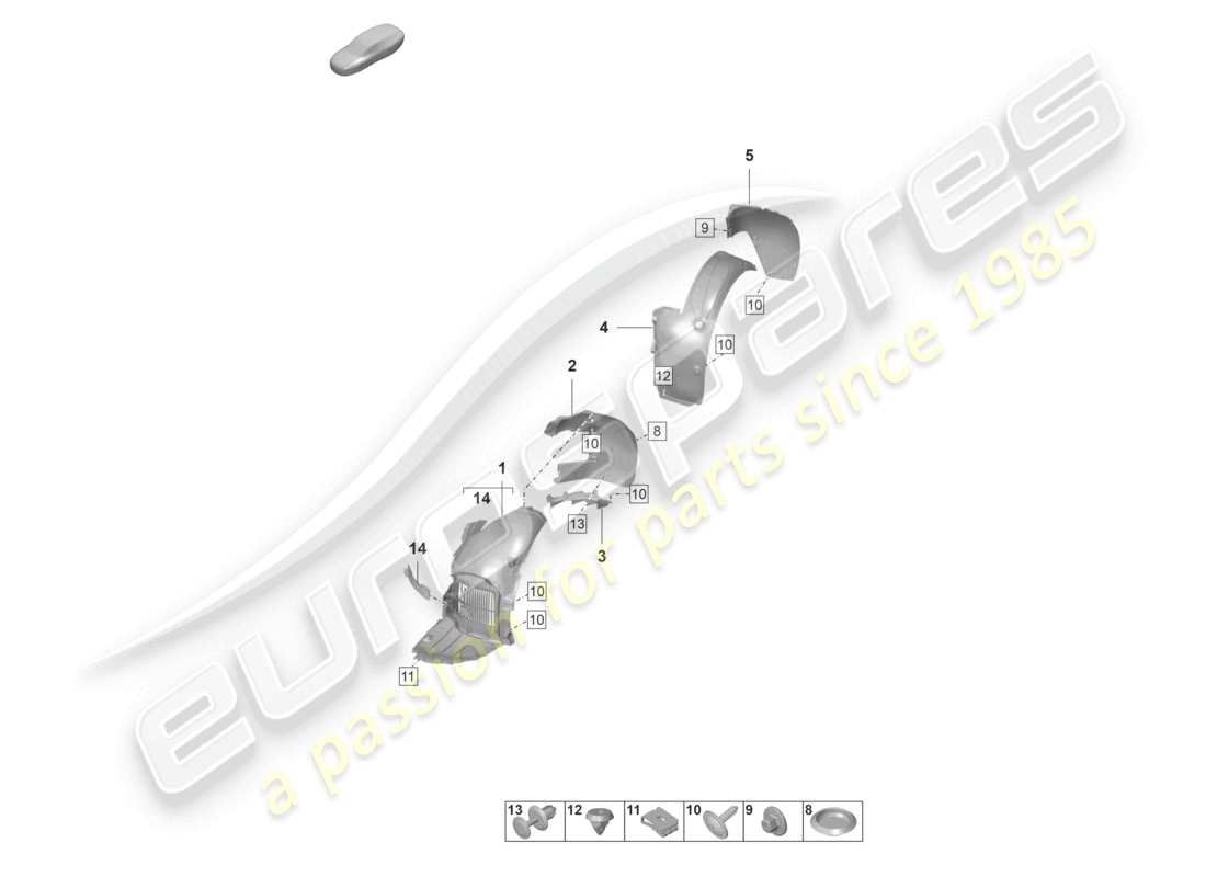 porsche 992 gt3/rs/st (2026) wheel housing liner part diagram