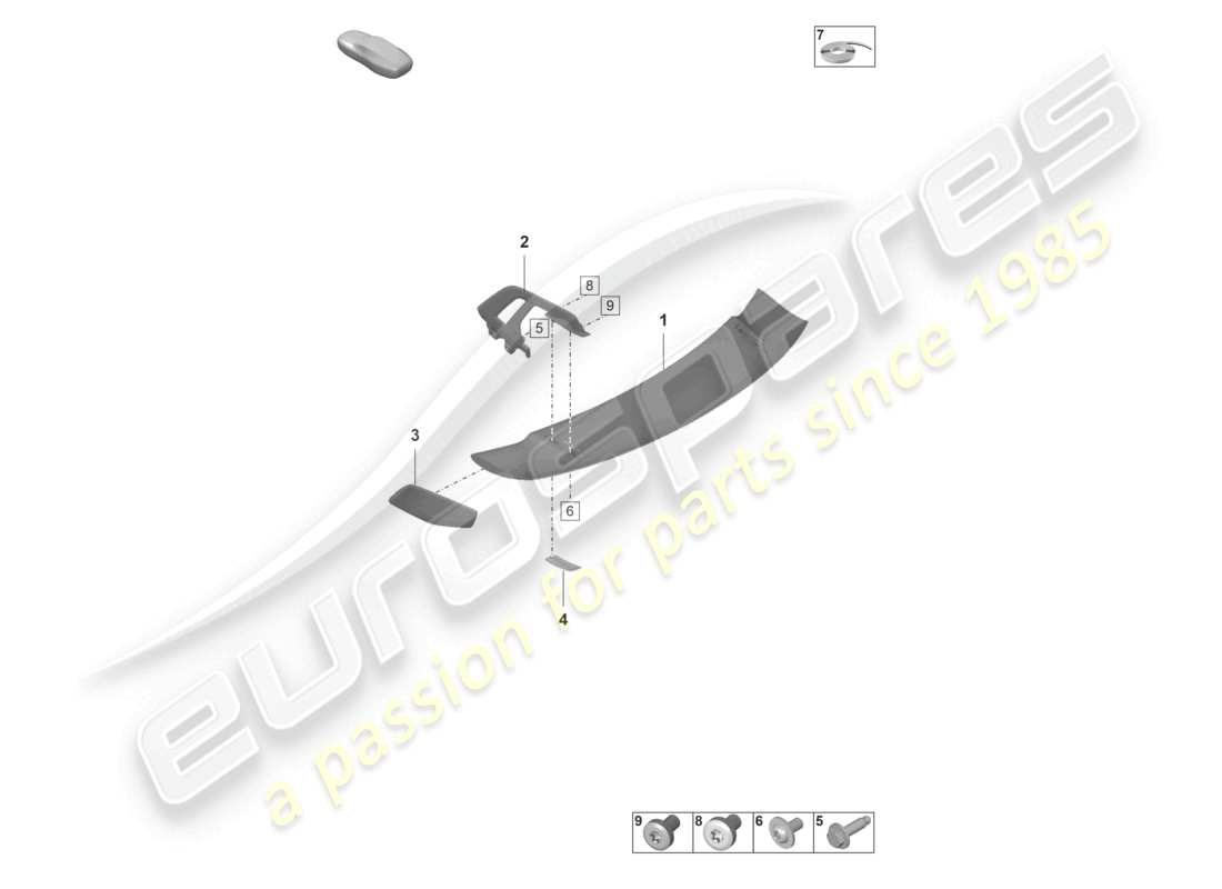 porsche 992 gt3/rs/st (2026) rear spoiler part diagram