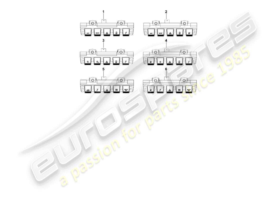 porsche 992 gt3/rs/st (2022) switch module dashboard part diagram