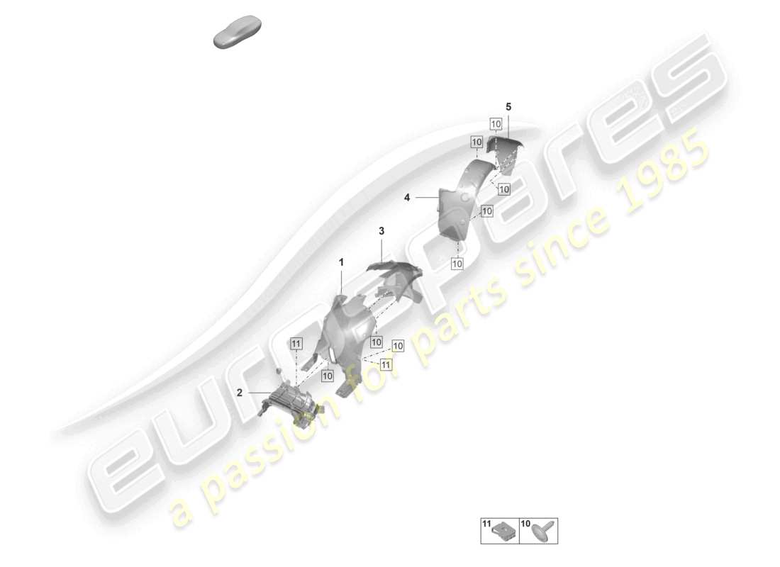 porsche 992 gt3/rs/st (2024) wheel housing liner part diagram