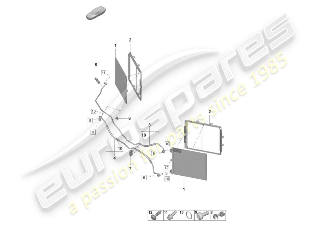 porsche 992 gt3/rs/st (2024) air conditioning front refrigerant line part diagram