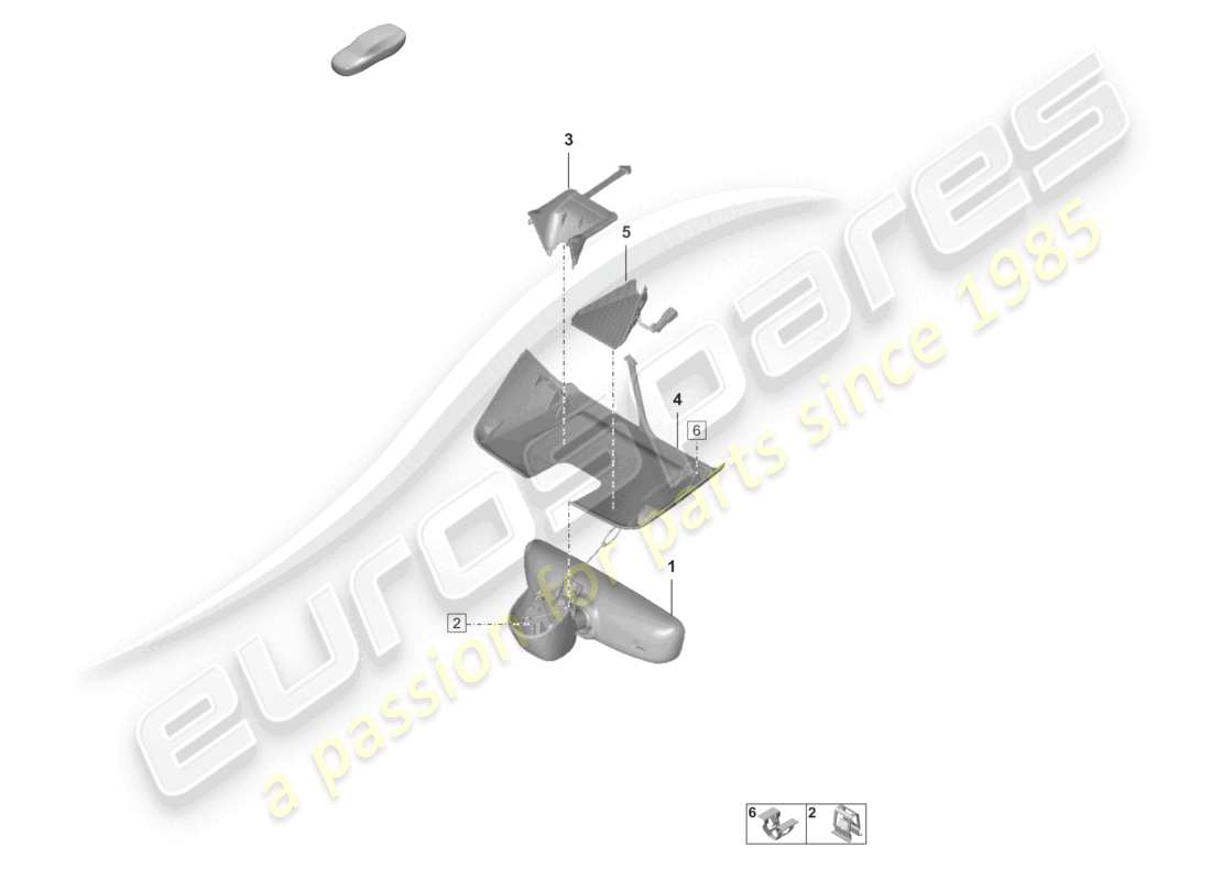 porsche 992 gt3/rs/st (2024) interior mirror cover part diagram