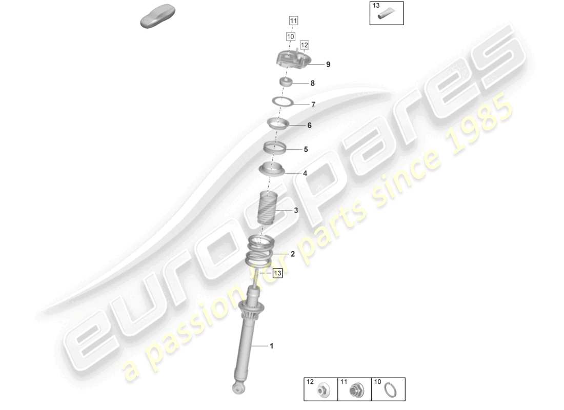 porsche 992 gt3/rs/st (2023) suspension shock absorbers part diagram