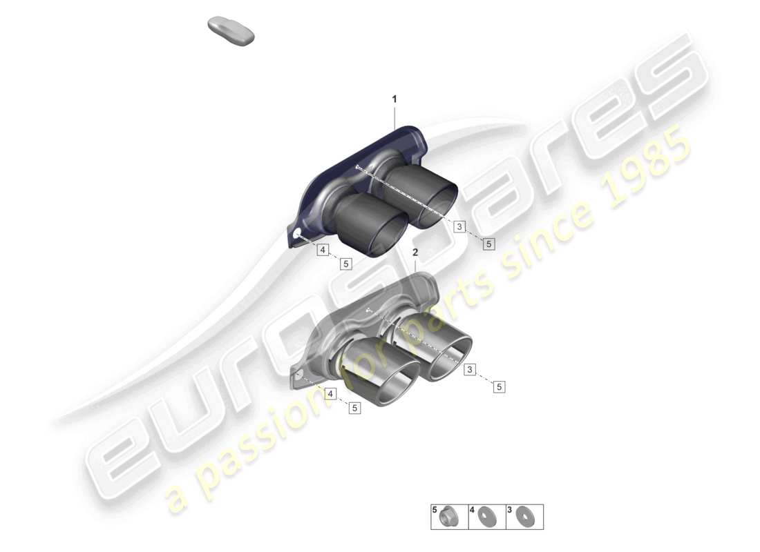 porsche 992 gt3/rs/st (2024) exhaust tail pipe part diagram