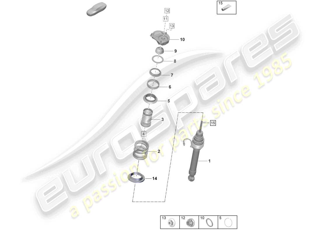 porsche 992 gt3/rs/st (2024) suspension shock absorbers part diagram