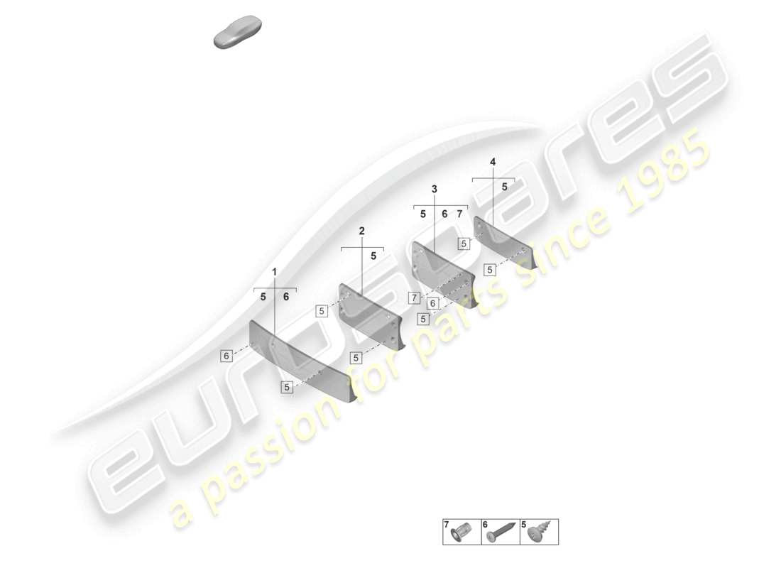 porsche 992 gt3/rs/st (2023) licence plate holder part diagram