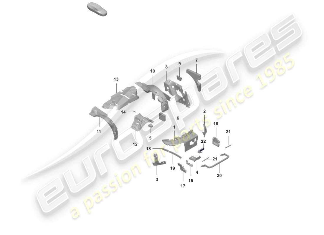 porsche 992 gt3/rs/st (2026) sound absorber damping body part diagram