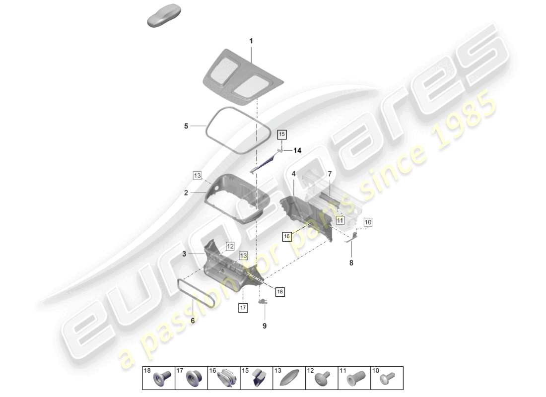 porsche 992 gt3/rs/st (2026) luggage compartment trim air guide part diagram