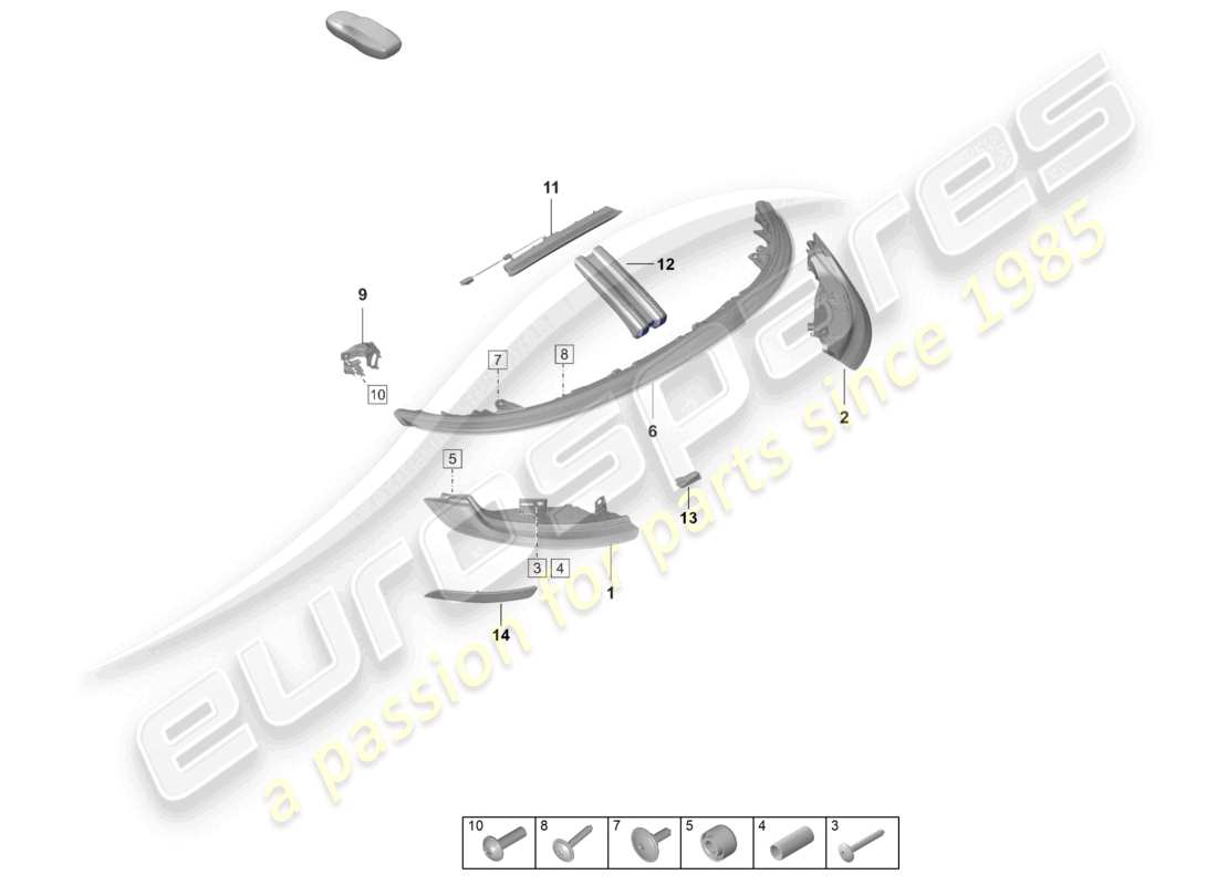 porsche 992 gt3/rs/st (2022) rear light additional brake light licence plate light part diagram