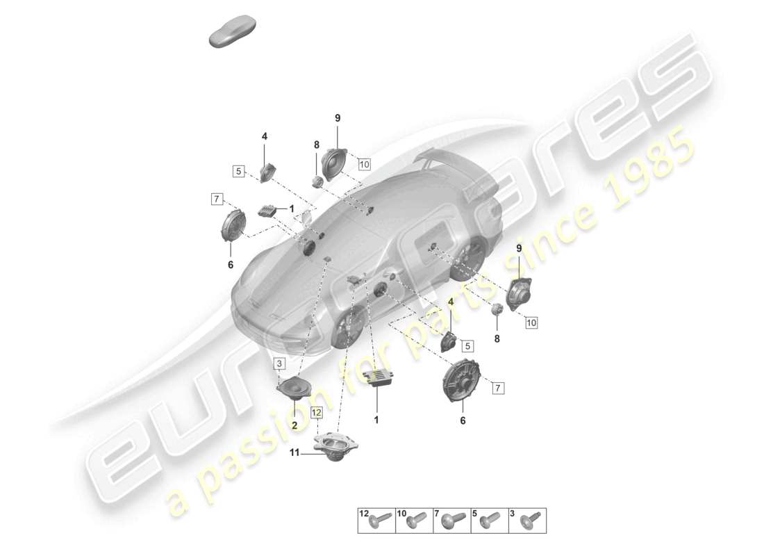 porsche 992 gt3/rs/st (2026) loudspeaker part diagram