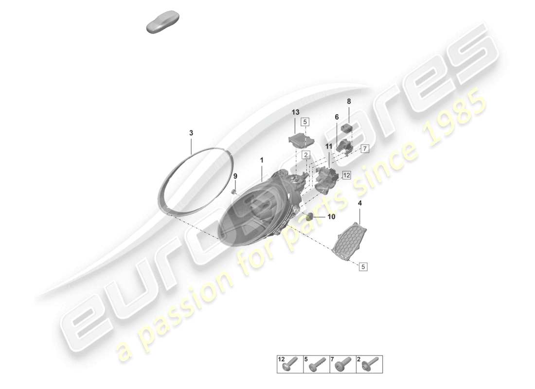 porsche 992 gt3/rs/st (2026) led headlight pdls+ part diagram