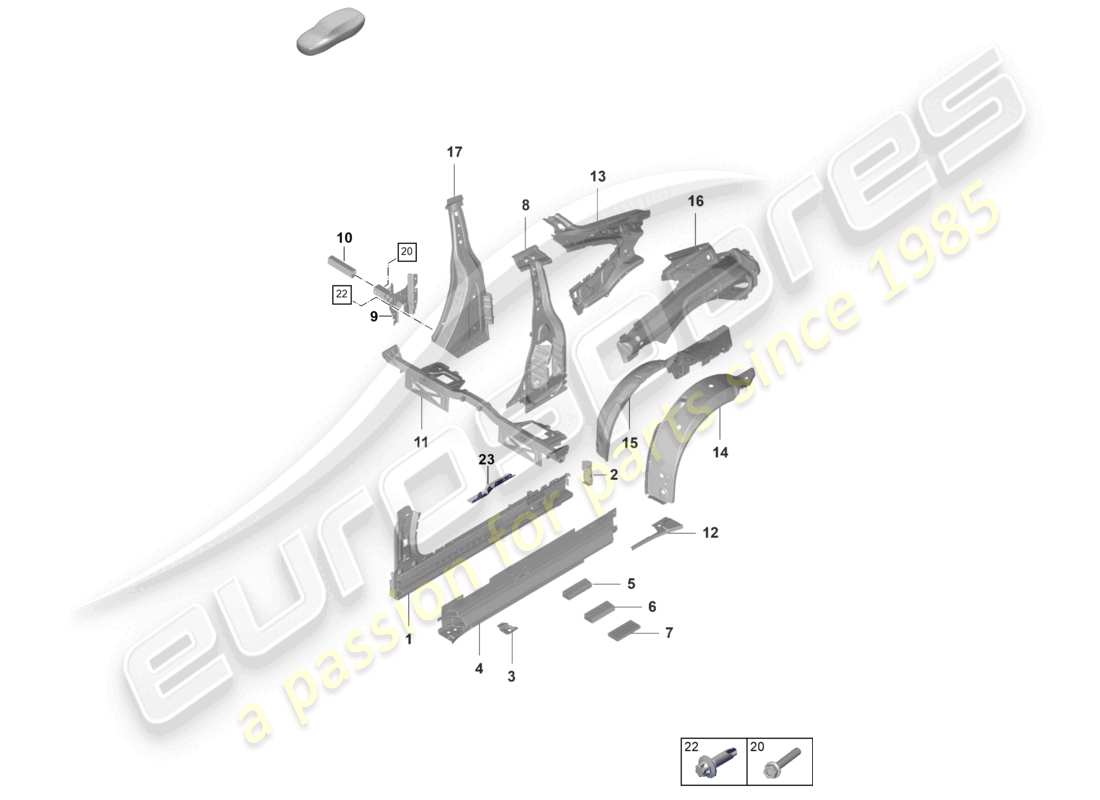 porsche 992 gt3/rs/st (2026) sill inner side part gt3 part diagram