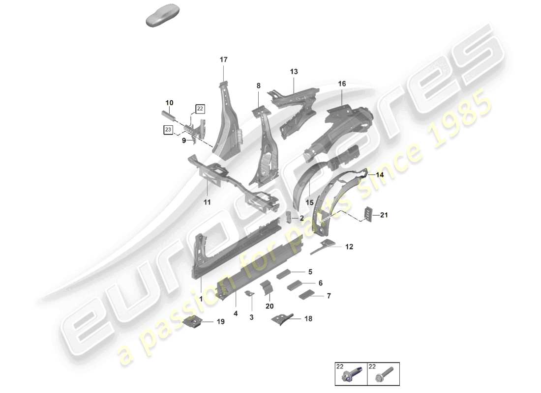 porsche 992 gt3/rs/st (2026) sill inner side part gt3rs part diagram