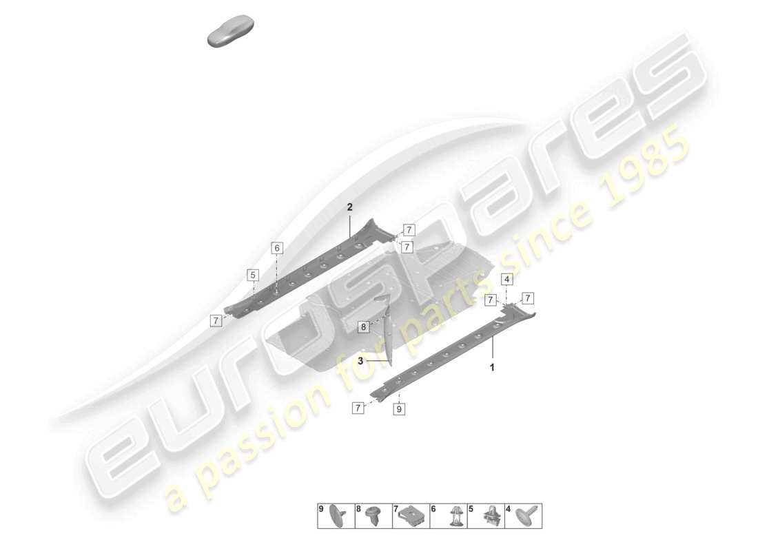 porsche 992 gt3/rs/st (2026) side member trim outer part diagram