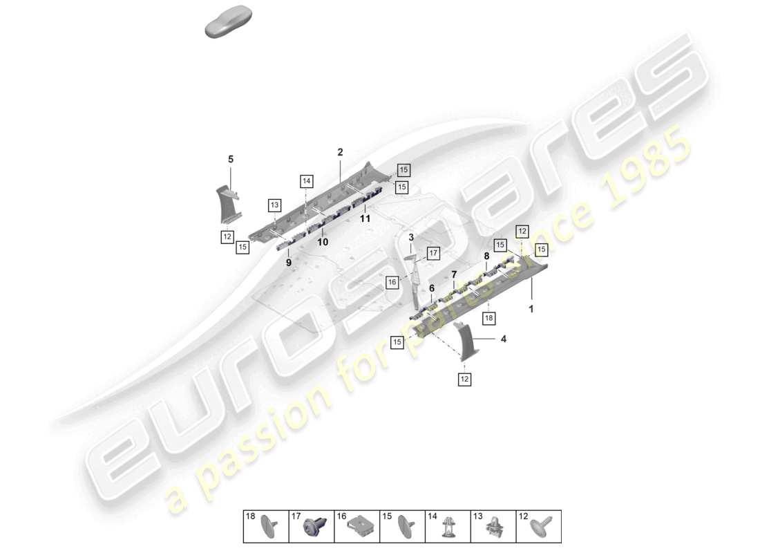 porsche 992 gt3/rs/st (2026) side member trim outer part diagram