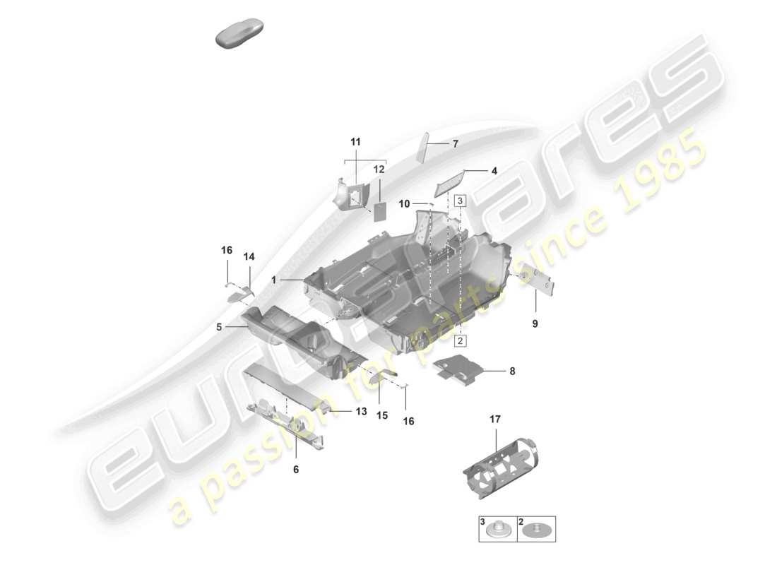 porsche 992 gt3/rs/st (2026) flooring (carpet) trims part diagram