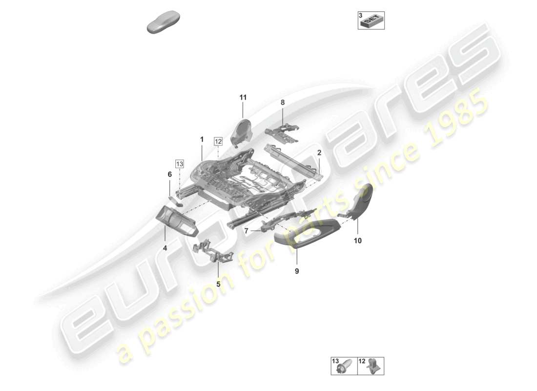 porsche 992 gt3/rs/st (2026) seat frame accessories sundry part diagram