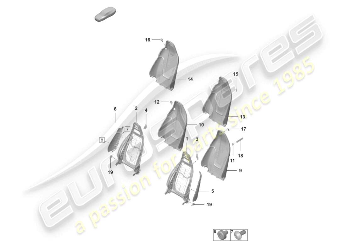 porsche 992 gt3/rs/st (2026) backrest frame part diagram