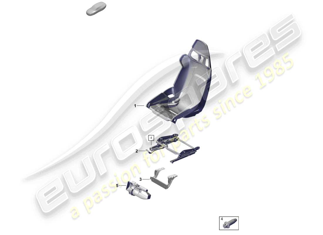 porsche 992 gt3/rs/st (2026) bucket seat seat shell part diagram