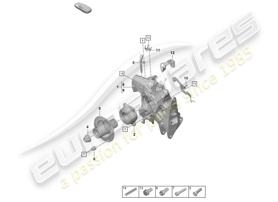 porsche 992 gt3/rs/st (2026) rear axle wheel carrier wheel hub wheel bearing with assembly parts part diagram