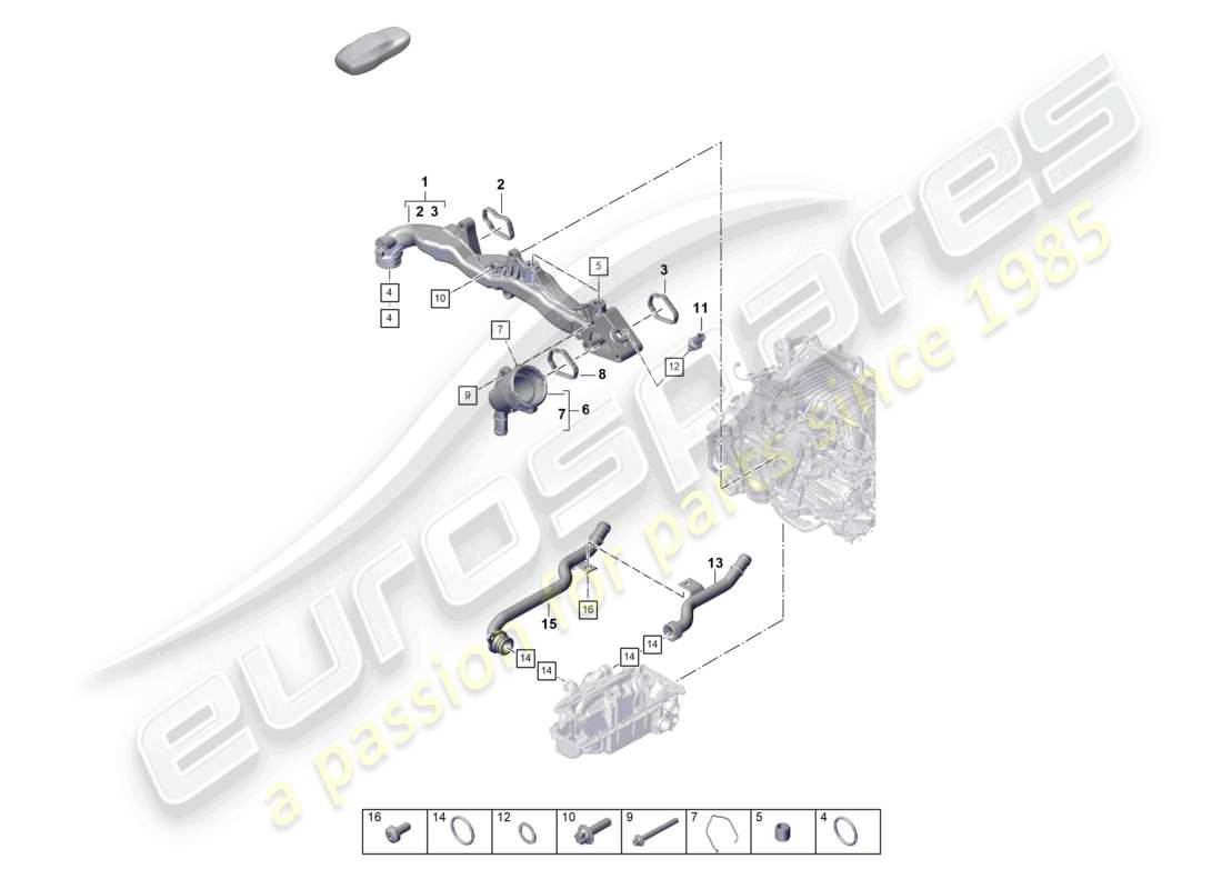 porsche 992 gt3/rs/st (2023) assembly carrier coolant pipe part diagram