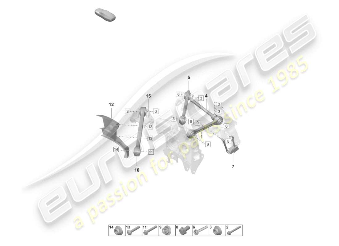 porsche 992 gt3/rs/st (2023) wishbone rear axle part diagram