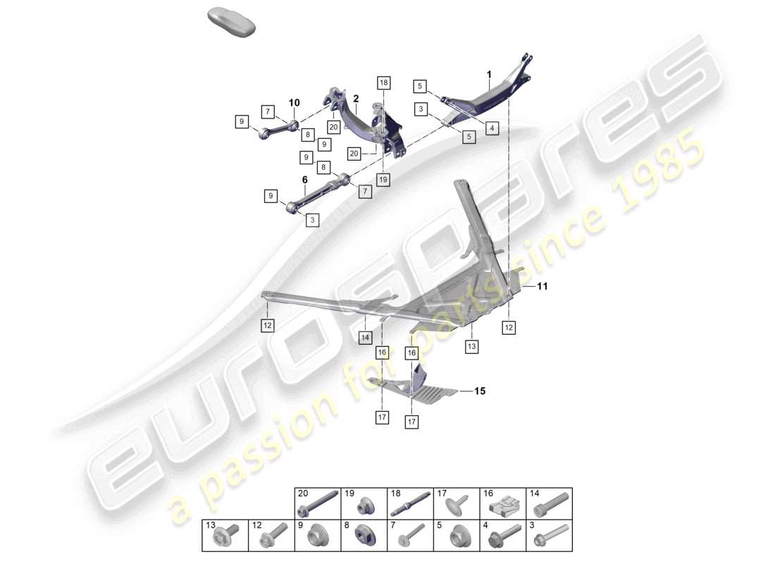 porsche 992 gt3/rs/st (2023) rear axle cross member part diagram