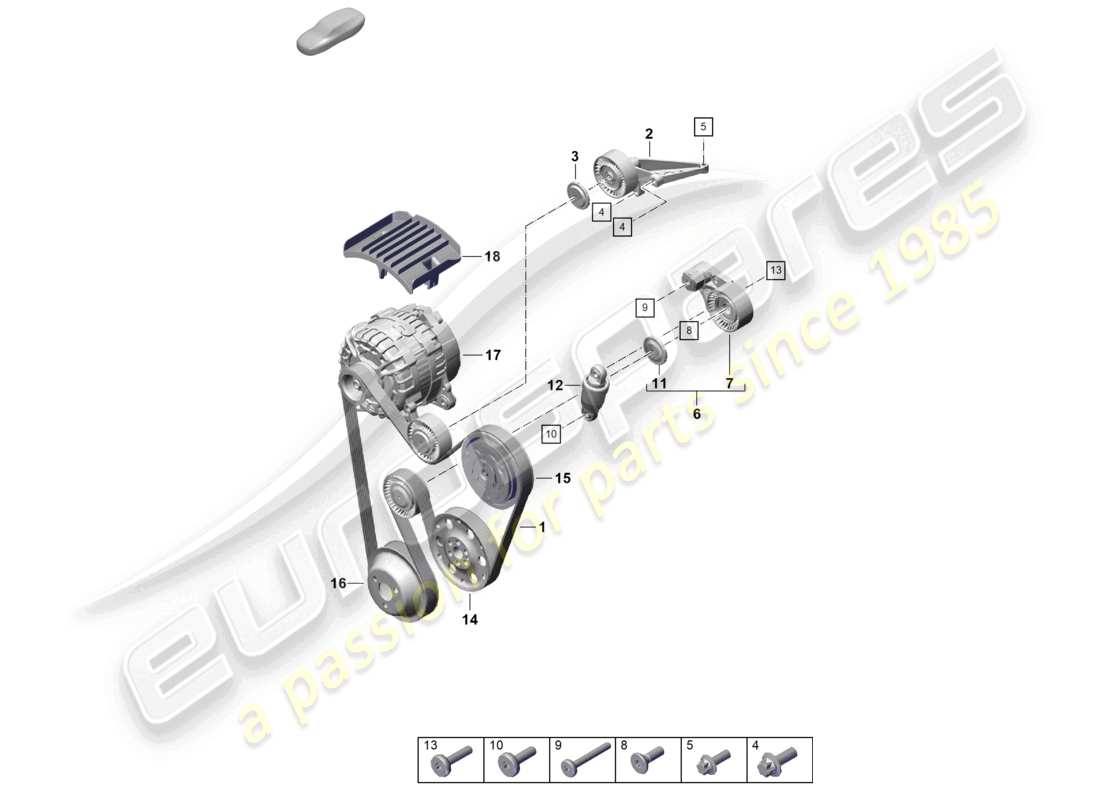 porsche 992 gt3/rs/st (2026) poly-v-belt belt tensioner damper part diagram