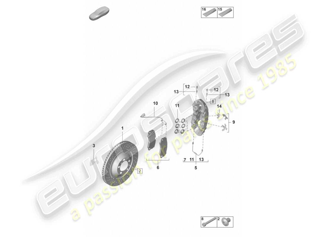 porsche 992 gt3/rs/st (2023) disc brake gg front axle gt3 rs part diagram