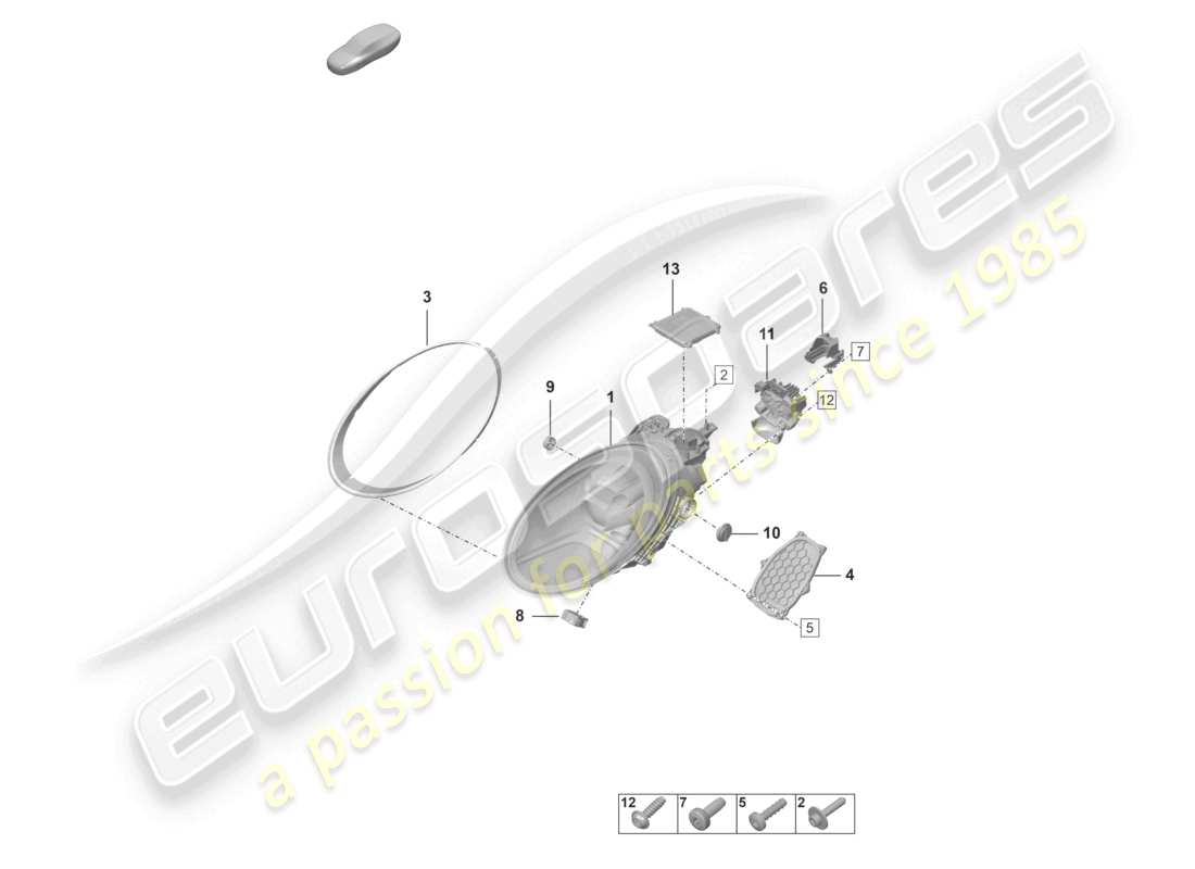 porsche 992 gt3/rs/st (2024) led headlight part diagram