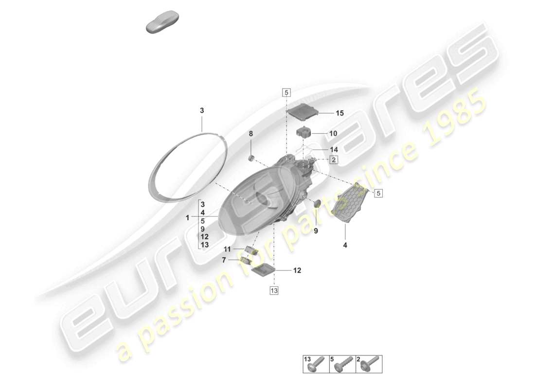 porsche 992 gt3/rs/st (2026) led headlight with matrix beam black part diagram