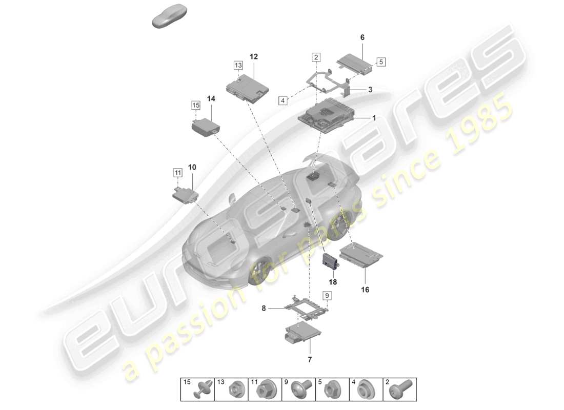 porsche 992 gt3/rs/st (2026) control units part diagram